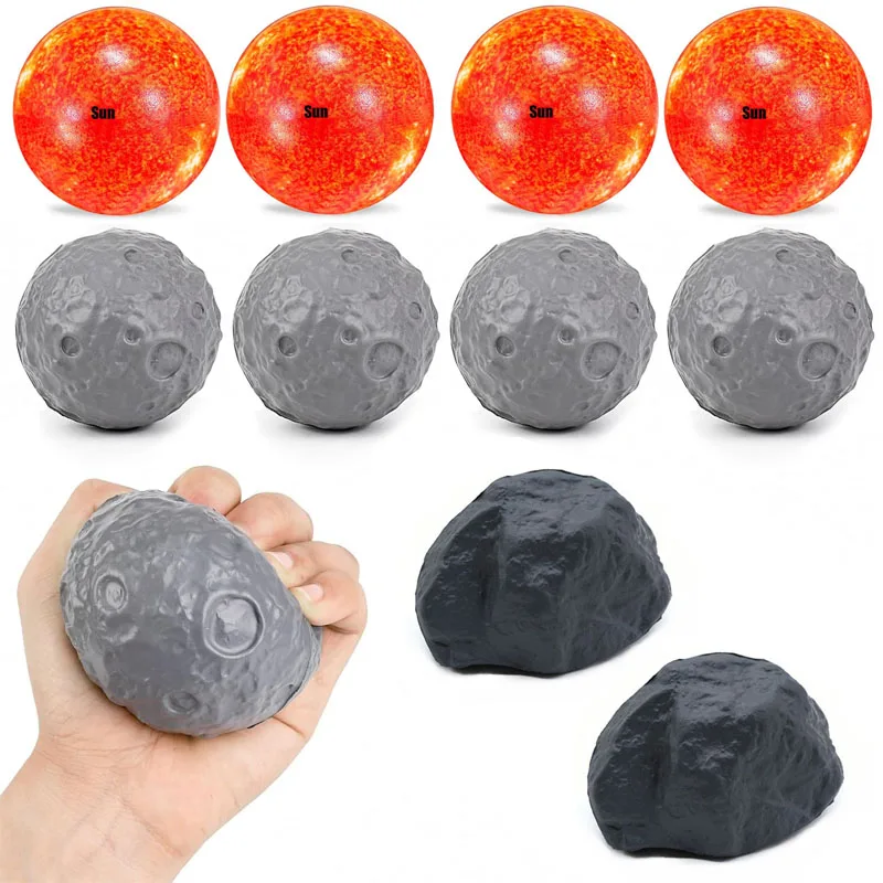 Moon Sun Rock Stress Relief Foam Squeeze Balls Solar System Planets Toys Students Birthday Party Favors Office Festivals Gifts