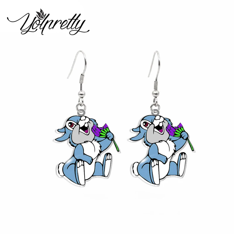 2024 New Arrival Cartoon Little Bambi and Animals Bunny Friends Characters Handcraft Acrylic Epoxy Fish Hook Dangles Earrings