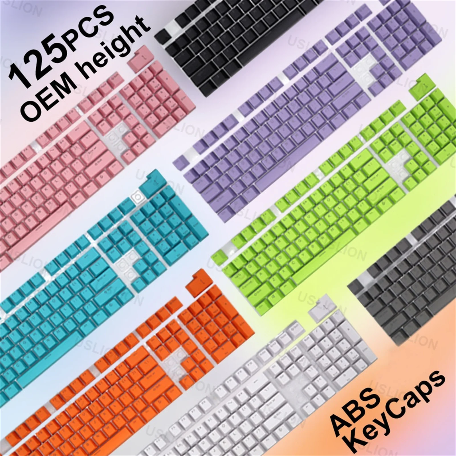 125 Keys Color Backlight Translucent ABS Keycaps OEM Profile Layout RGB Backlit Keys Caps For MX Switches Mechanical Keyboard