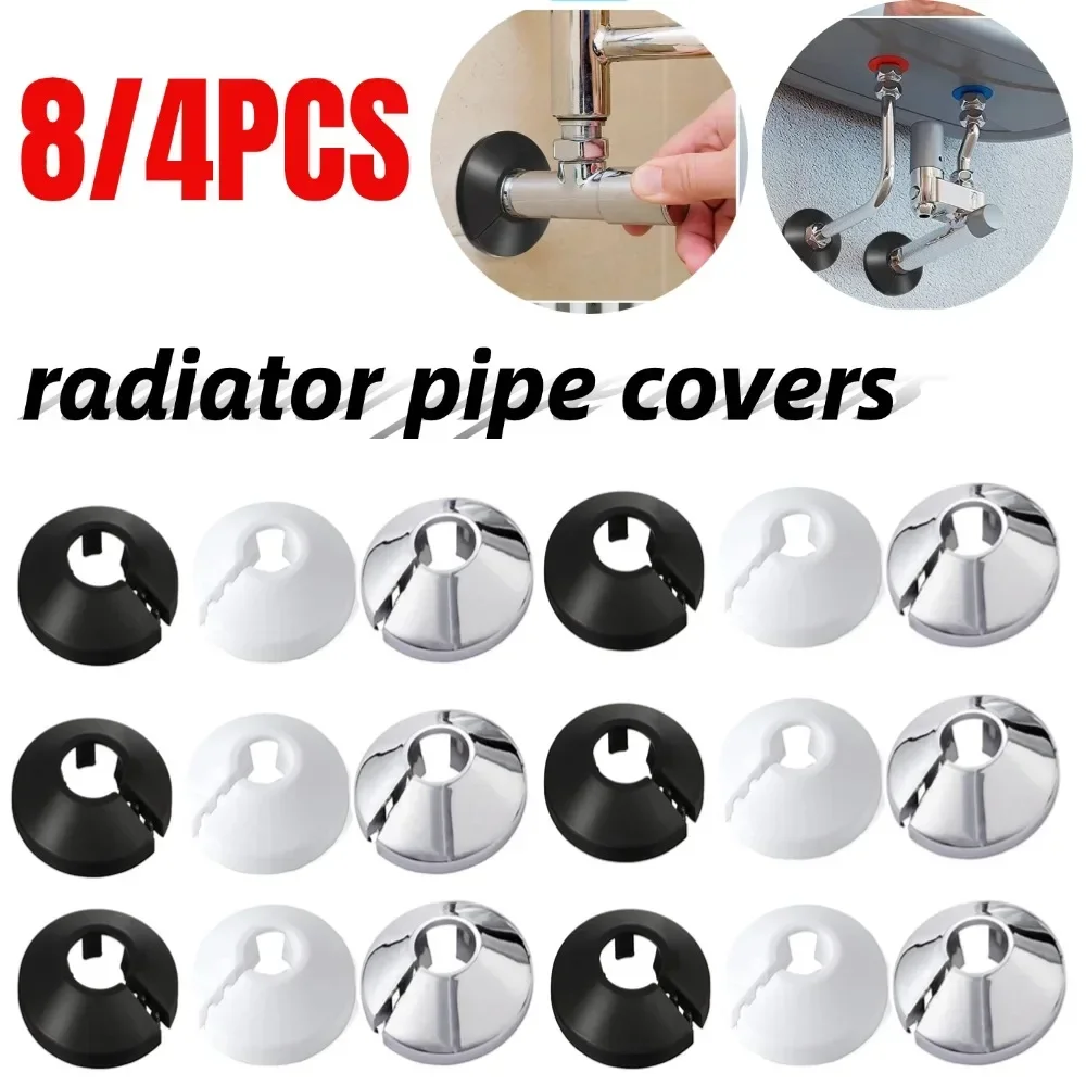 8/4PCS 15mm Radiator Pipe Collars Cover Triangle Valves Plastic Decorative Covers Round Snap Types Faucet Plumbing Pipe Cover