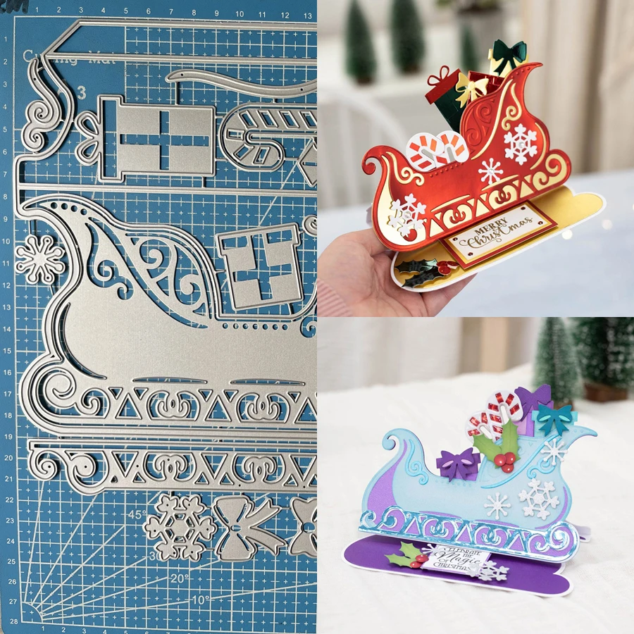 Lucky Goddess Metal Cutting Dies Christmas Sleigh Diy Scrapbooking Photo Album Decorative Embossing Paper Card Crafts