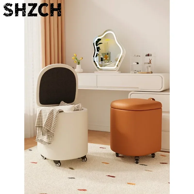 New Universal Wheel Stool Home Storage Stool Creative Rolling Low Seat with Casters, Portable Slide Sitting Stool Lightweight