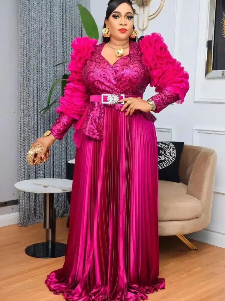 

Plus Size African Party Long Dresses for Women 2025 New Dashiki Ankara Sequin Evening Gowns Turkey Outfits Robe Africa Clothing