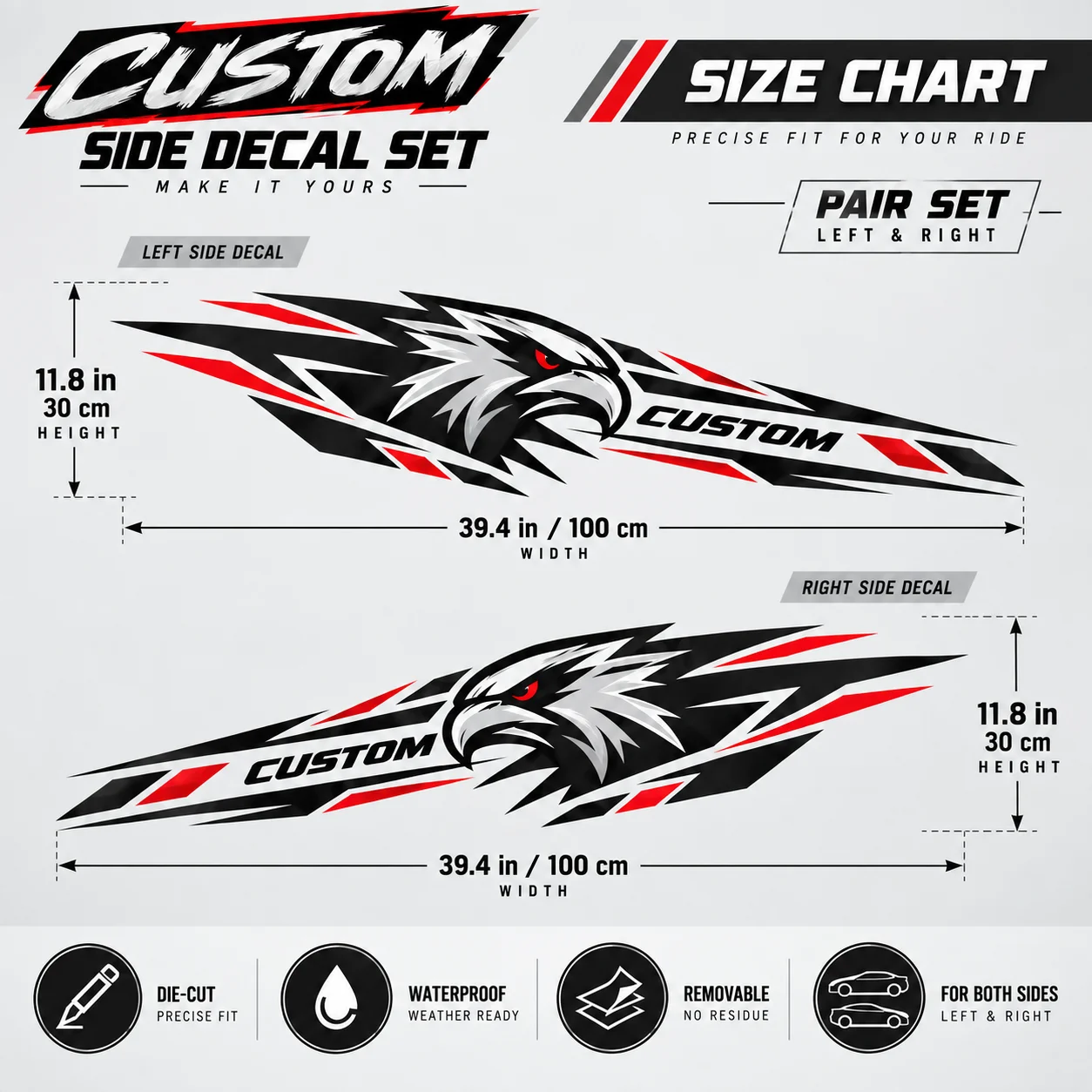Custom Car Side Decals Personalized Die Cut Vehicle Stickers Pair Waterproof Vinyl Body Graphics for Car Truck SUV Decoration