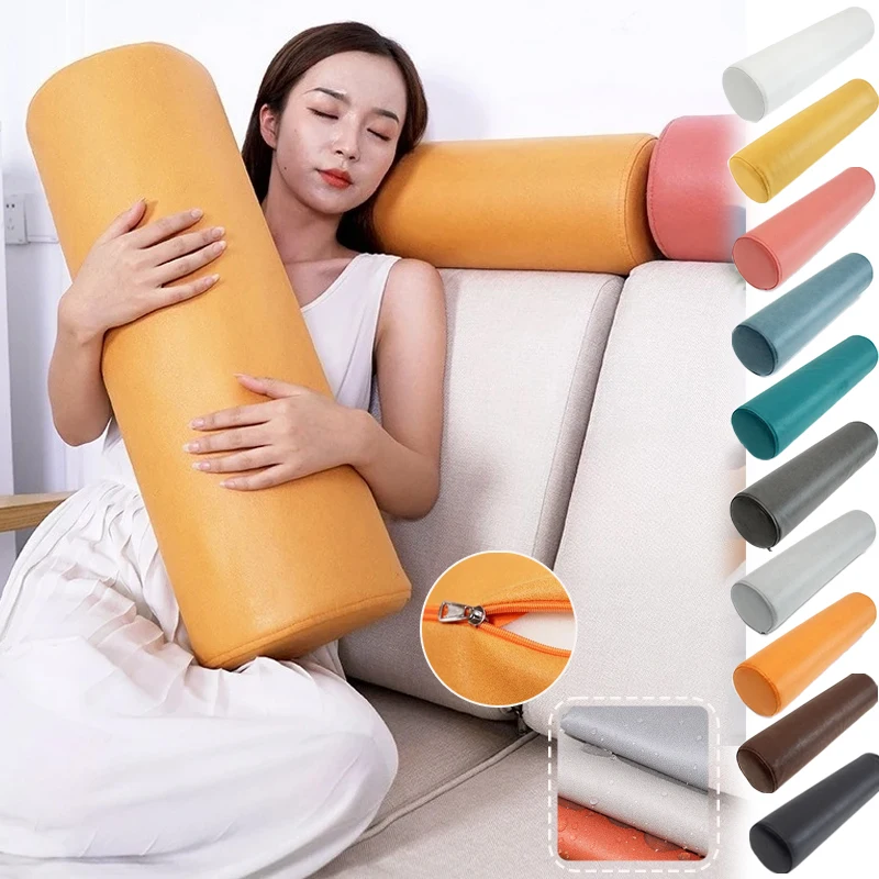 1PC Cylindrical Pillow Solid Color Technology fabric material Micro waterproof Neck Back Knee Support Long Body Cushion Cover 쿠션