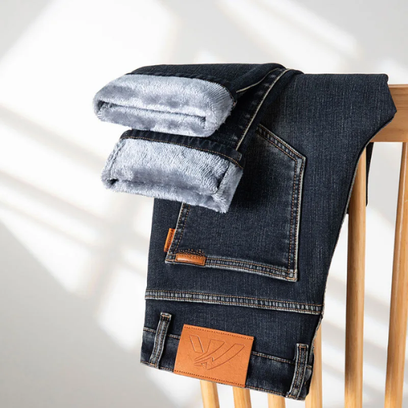 Jeans optiques doublés de sourire pour l'hiver, velours haut de gamme, Slim, droit, chaud, anti-gel, froid, degré, fjj, île, nouveau, 2024