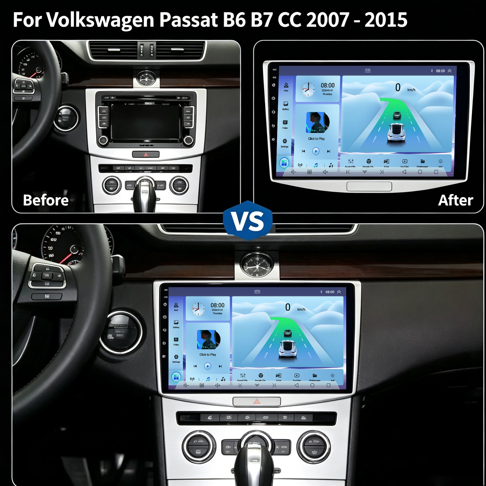 Cortex-A76 Octa-Core Android 16 Car For Volkswagen VW Passat B6 B7 B8 CC 2007- 2021 Navigation Carplay Stereo Speakers WiFi DVD