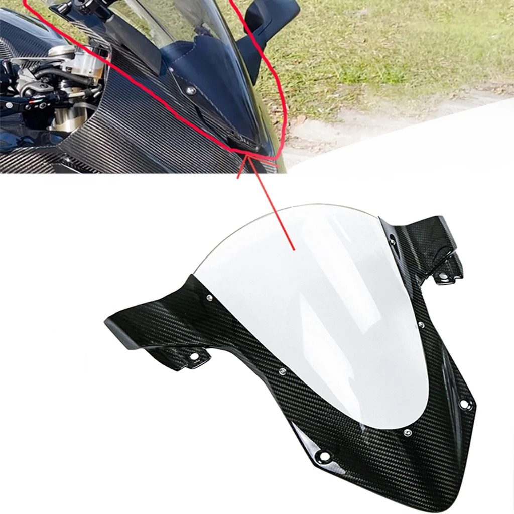 

100% 3K Full Carbon Fiber Wind Shield With Clear Glass Motorcycle Fairing Body Kits For BMW S1000RR 2020 2021 2022