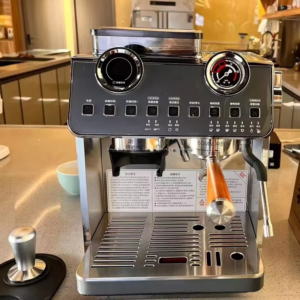 Máquina de café elétrica de caldeira dupla luxuosa, expresso programável com moedor de feijão para hotéis domésticos, carros, rvs