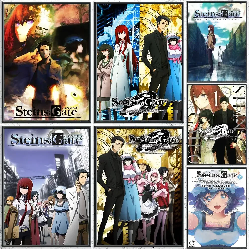 Classic Anime Steins;Gate Painting Calligraphy HD Canvas Poster Crease Free Waterproof All Space Wall Decor