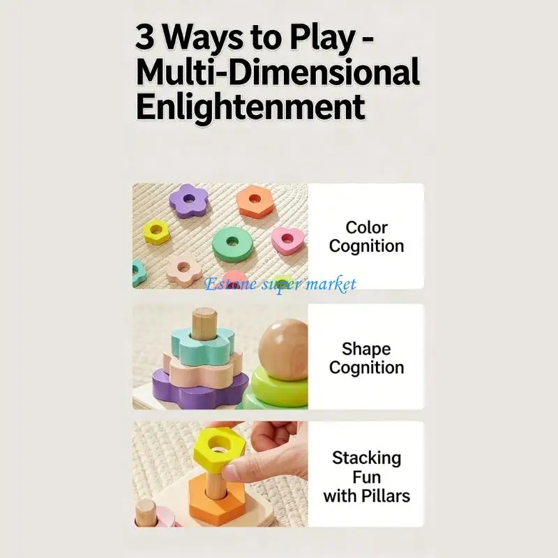 090B Logical Spatial Skills Wooden Sorting Stacking Game for Toddlers Intelligence