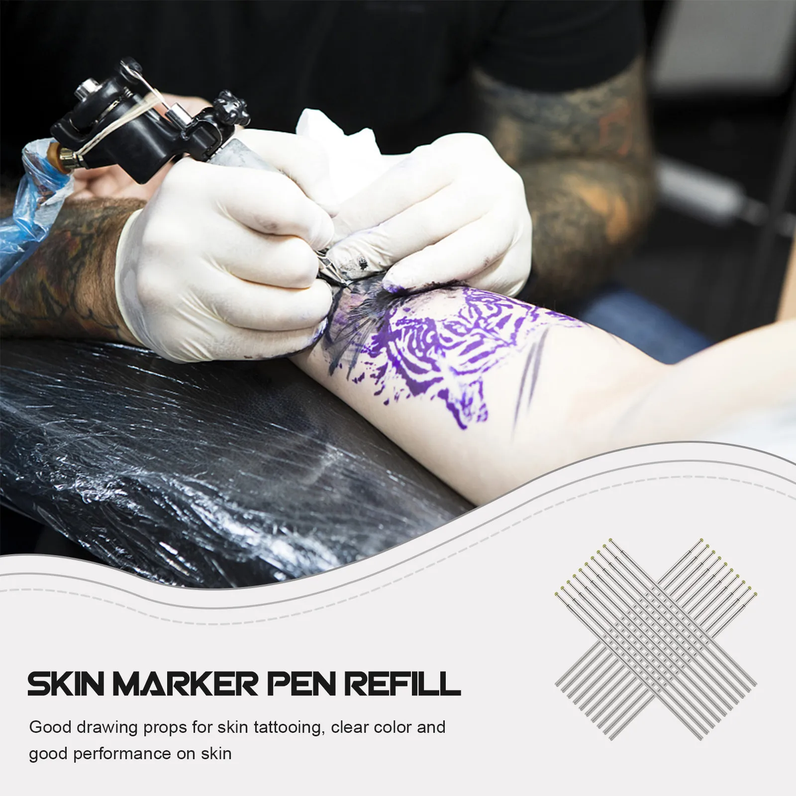 20Pcs Safe Skin-Safe Tattoo Marker Refills Excellent Fade-Resistant Ink Clear Tattooing Tools Stencil Outline