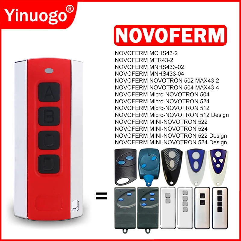 NOVOFERM NOVOTRON 502 MAX43-2 / 504 MAX43-4 / Micro-NOVOTRON 504 512 524 MINI-NOVOTRON 522 524 Garage Door Remote Control 433MHz