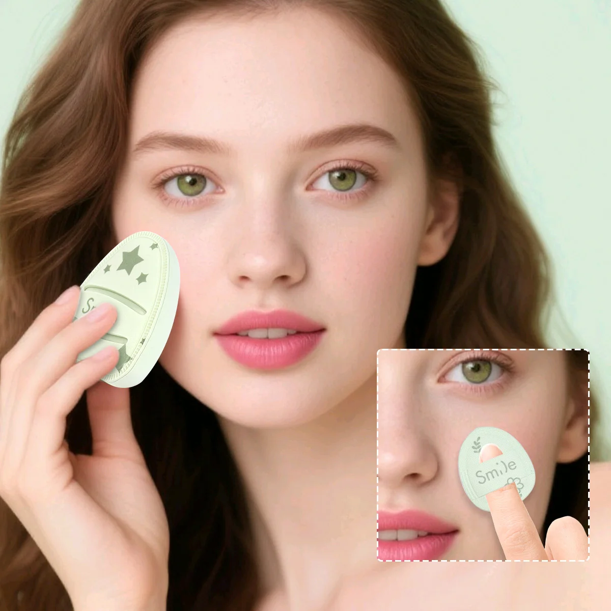3-teilige Puff-Kombination, bestehend aus 1 großem Matcha-Grünen Puff + 1 detailliertem Puff + 1 Aufbewahrungsbox, eine gute Wahl für Beauty-Tools – Detail 6