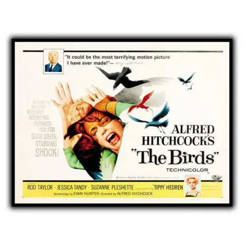 ALFRED HITCHCOCK'S THE BIRDS METAL WALL SIGN PLAQUE Film Advert poster print