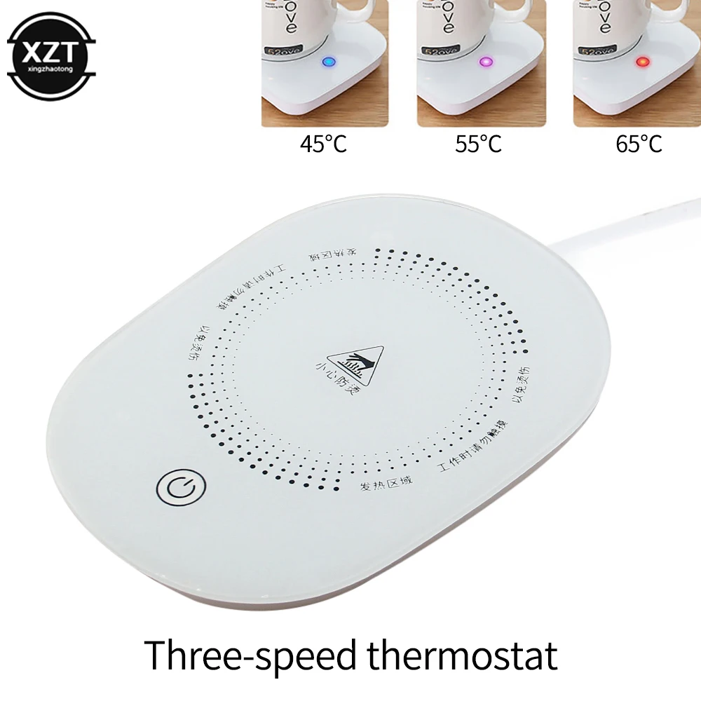 Heating Cup Thermostat Coaster USB/EU Plug for Home Office Daily Beverage Coffee Milk Cup Heating Mat