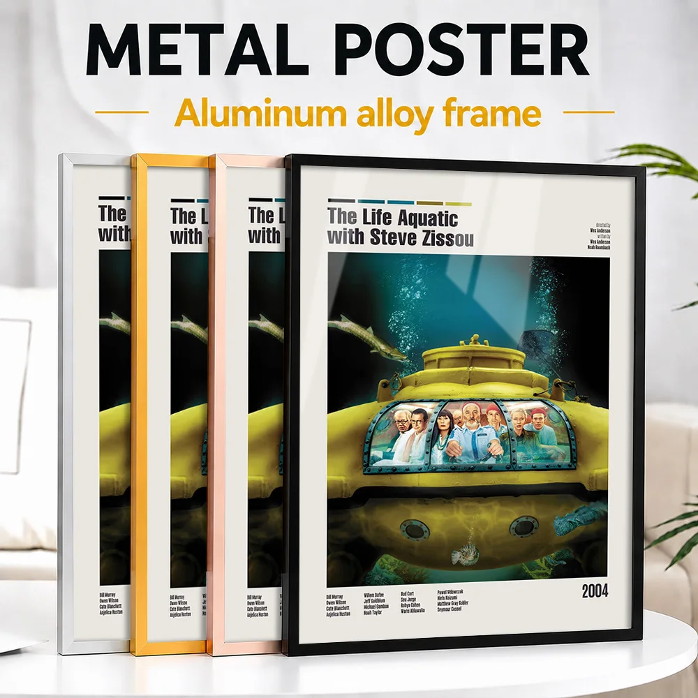 The Life Aquatic With Steve Zissou Movie Framed Metal Print Customized Screen Tribute Wall Art Suits Theater Plus Story Lovers