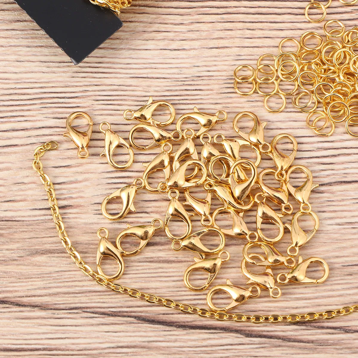 

12m Iron Chain DIY Necklace Set 100 Open Jump Rings 30 Lobster Clasps Jewelry Accessories for Crafting Gold Iron Chain
