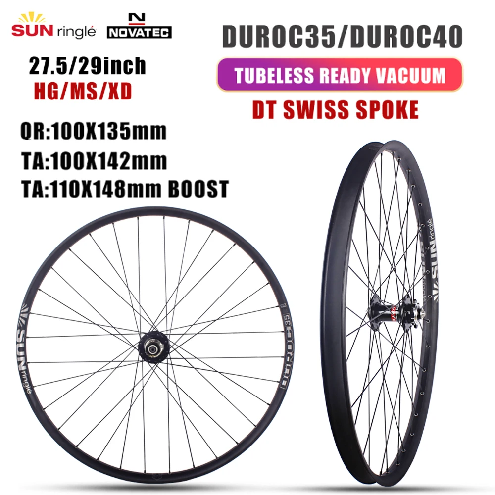 SUNRingle 27.5/29inch DUROC35 40 MTB Bike Wheelset Novatec D041/D042 Dt Swiss Spoke Tubeless Ready Vacuum Bicycle Wheel