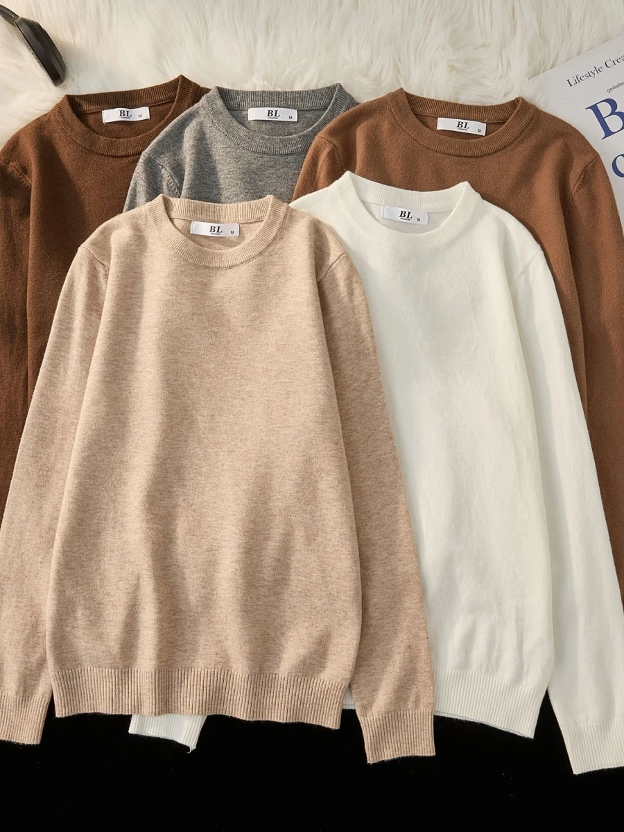 

Slim Fit round Ne Knitwear Men's Faionable Base irt Autumn Winter New Sle 2025 Soft Polyester Casual Long Sve Swea...