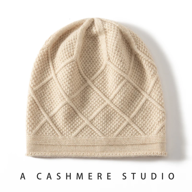 thickened-woolen-knitted-hat-unisex-autumn-winter-cashmere-diamond-pattern-warm-ear-protection-versatile-knit-hat-for-men-and