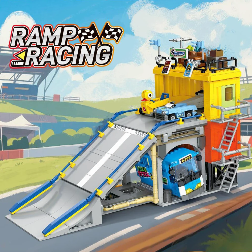 678pieces Slope Racing Scene Amusement Park Building Block Model Desktop Home Decor Puzzle Assembly Toy for Adults Xmas Gifts