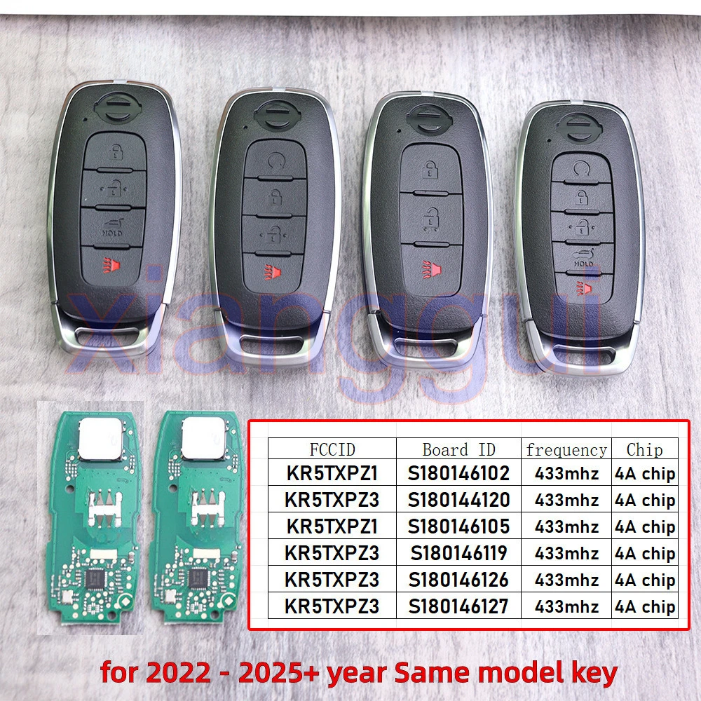 Carcasa de Llave Remota para Auto Nueva con Chip 4A de 433mhz para NISSAN Kicks, Pathfinder, Rogue, QASHQAI, Armada, Ariya, X-Trail, Sentra, Versa