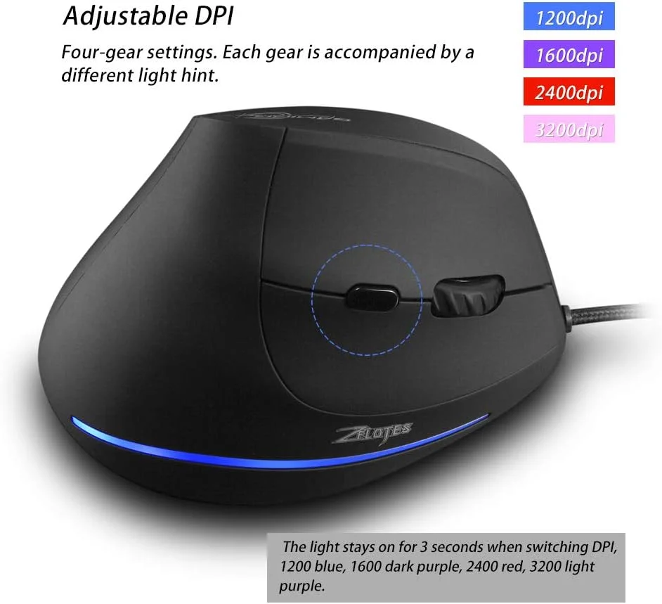 

Vertical Mouse, Ergonomic Mouse,3200DPI LED Optical USB Wired Mouse,6 Buttons for Laptop, Desktop, PC, MacBook