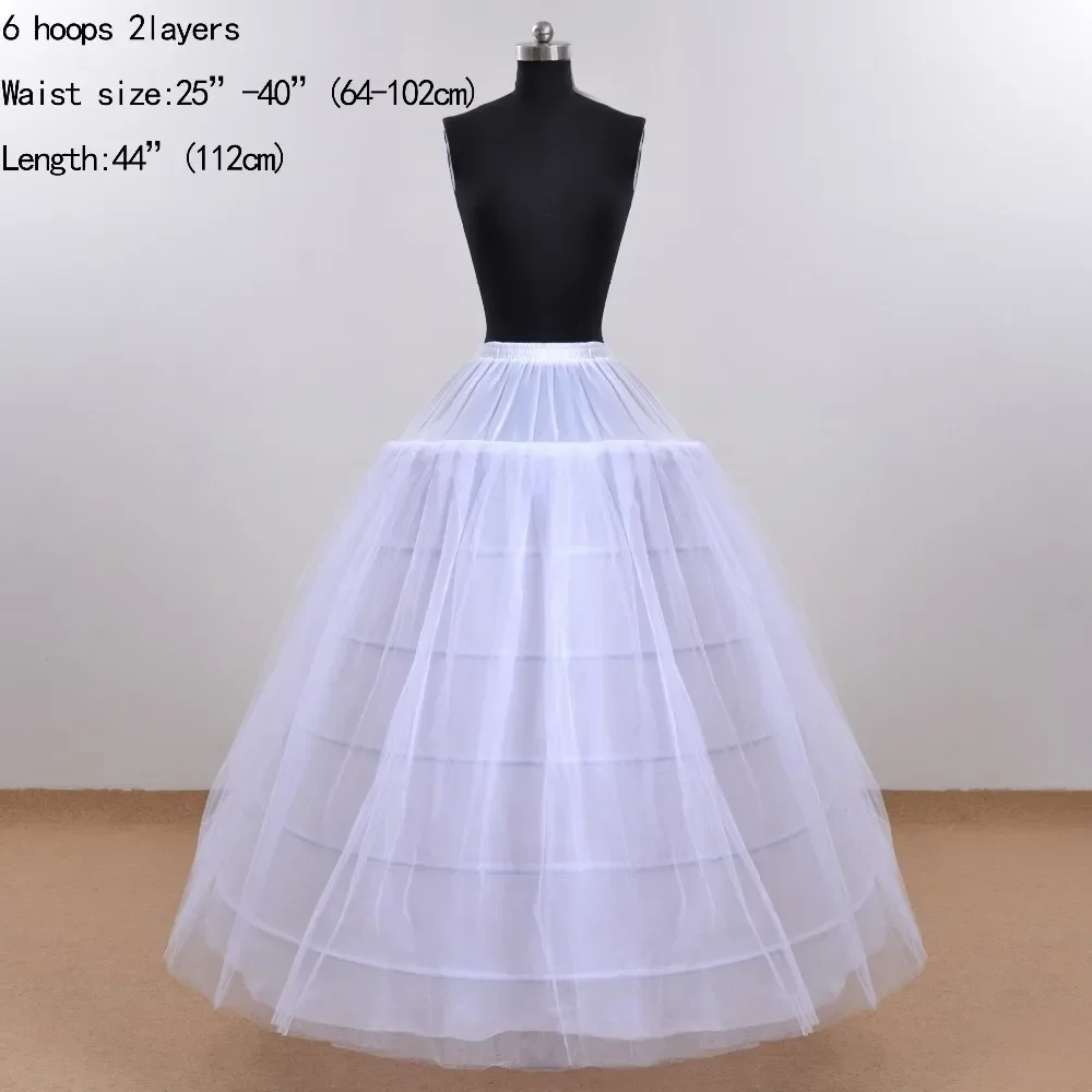 Ball Gown 6 Hoops Petticoat Wedding Slip Crinoline Bridal Underskirt Layers Slips UnderSkirts