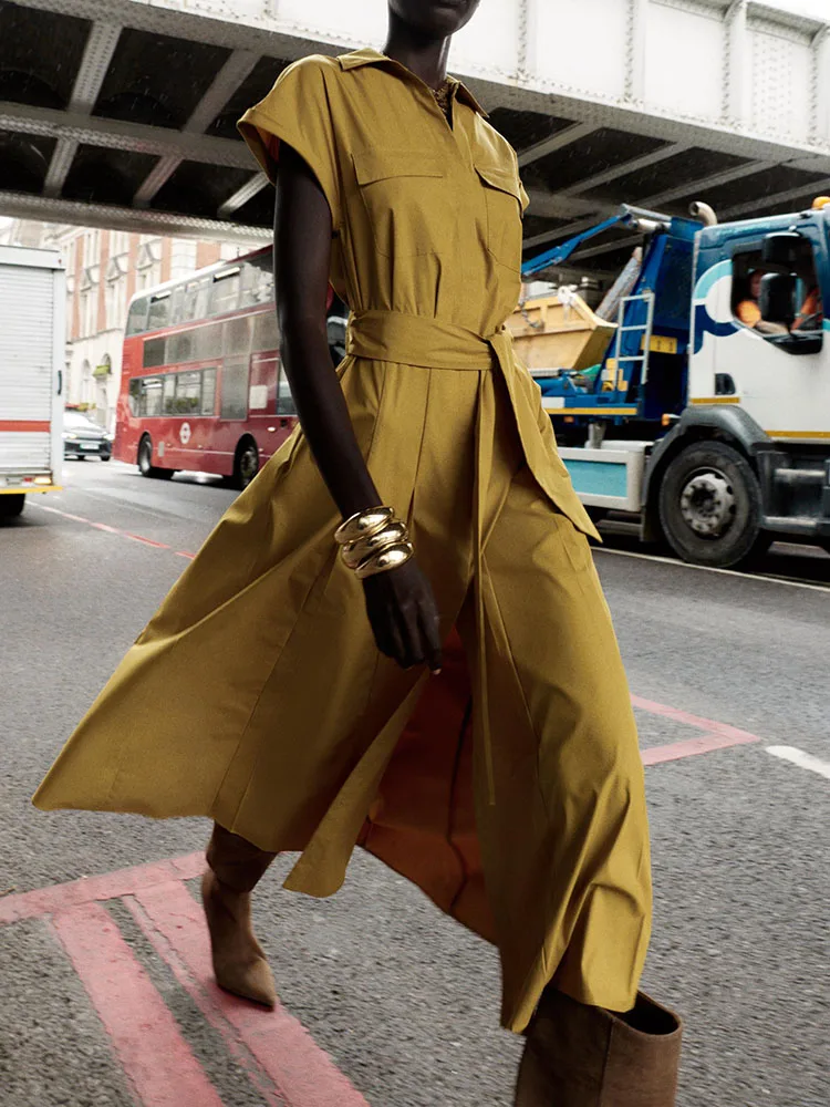 

Faionable Midi Dr Silk V-Ne ort Sve Длинное вечернее платье с высокой талией Ele Sweet Sexy Новое поступление, осень 2025 г.