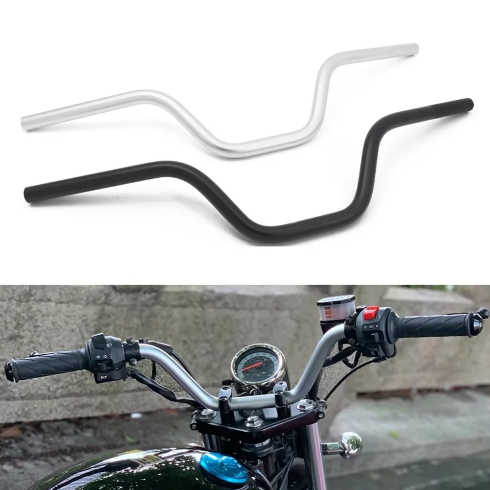 Motorcycle Handlebar 22mm Aluminum Alloy Steering Wheel Retro Motorbike Rise Up Handlebar 7/8\'\' for Honda Yamaha Suzuki Kawasaki
