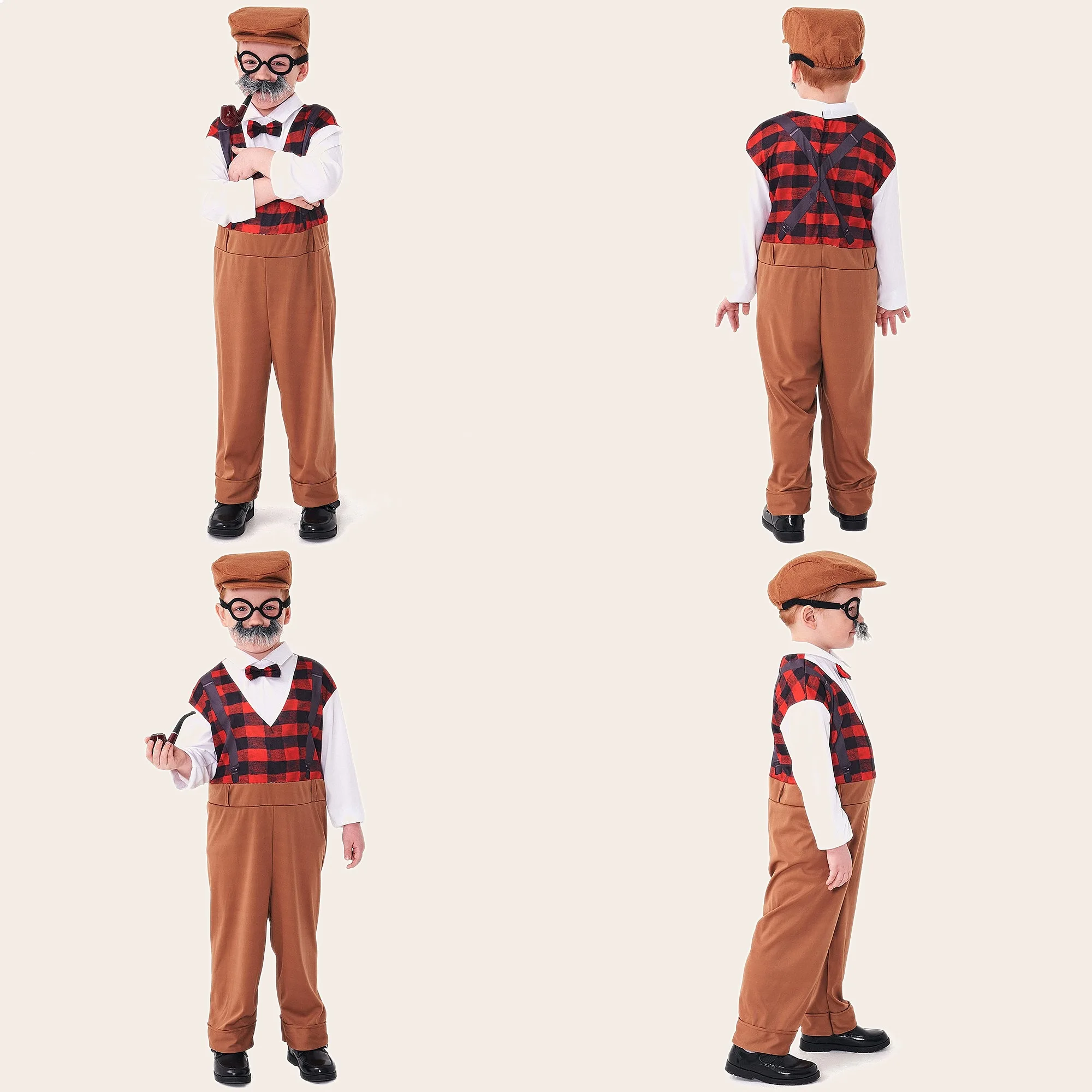 

100 Year Old Grandpa Role Play Costume Elderly Old Man Cosplay Suit for Stage Performance