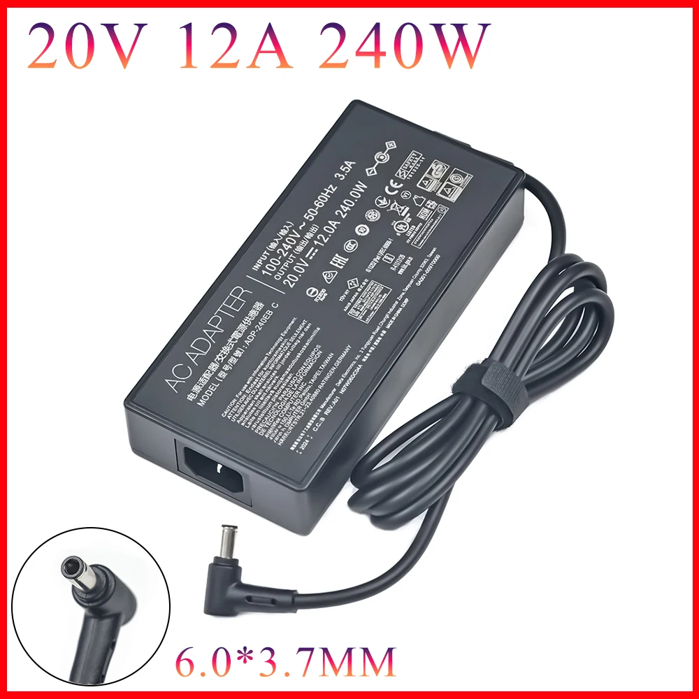 Nowy zasilacz sieciowy 20V 12A 240W Ładowarka do laptopa ASUS ROG 15 GX550LXS RTX2080 ADP-240EB B 6.0 X 3.7mm G17 G713IM