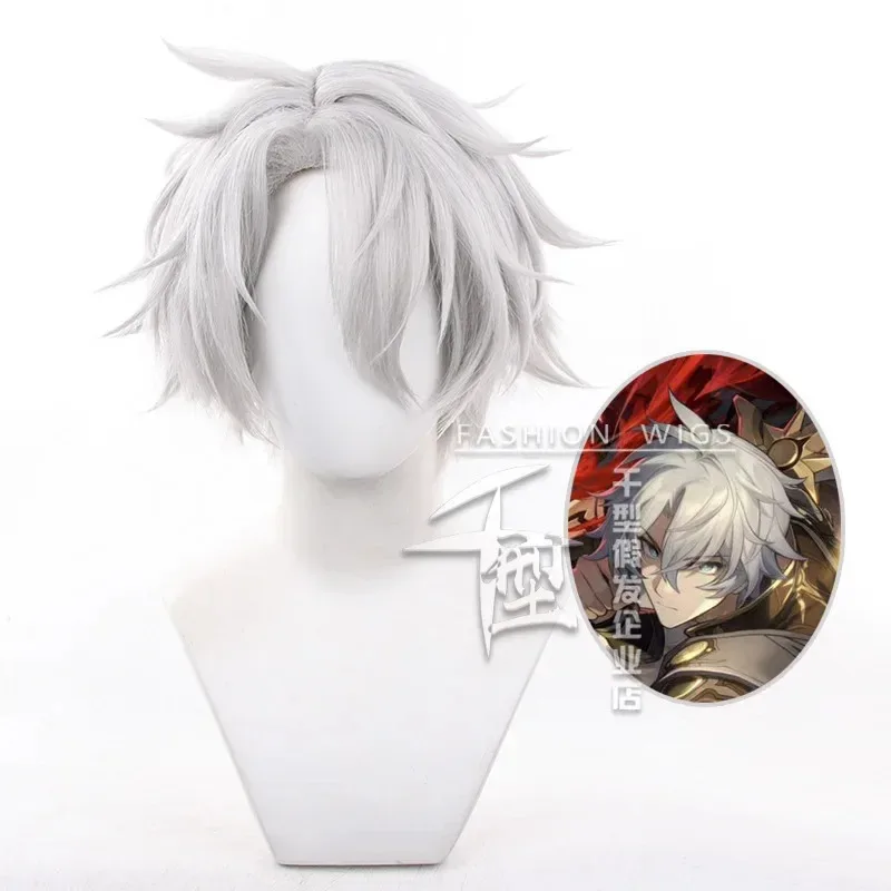 Honkai Star Rail Phainon Peluca de Cosplay Gris Blanco Pelo Corto Amphoro La Tierra Eterna Fiesta de Halloween para Mujeres Hombres Accesorios