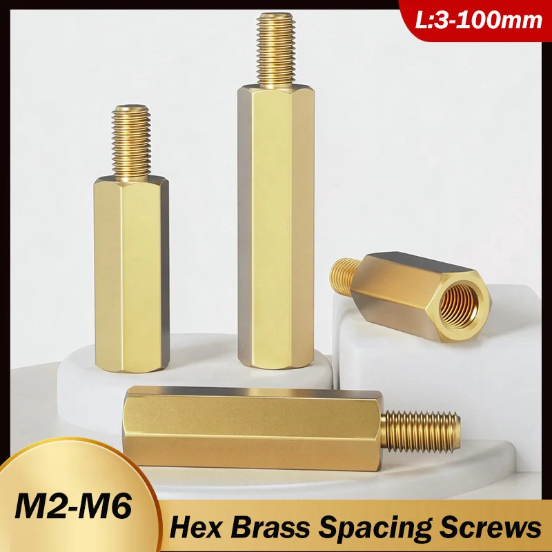 Hex Brass Male Female Motherboard Standoff Mount M2 M2.5 M3 M4 M5 M6 Board Rack Stud Threaded Pillar PCB Column Spacer Screw