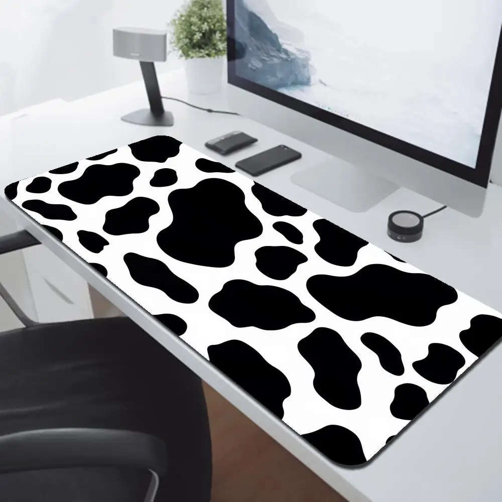 Cow Print Black and White Mousepad Custom Skin Cartoon Anime Gaming Mouse Pad Keyboard Mouse Mats Desk Mat Accessories Bedroom