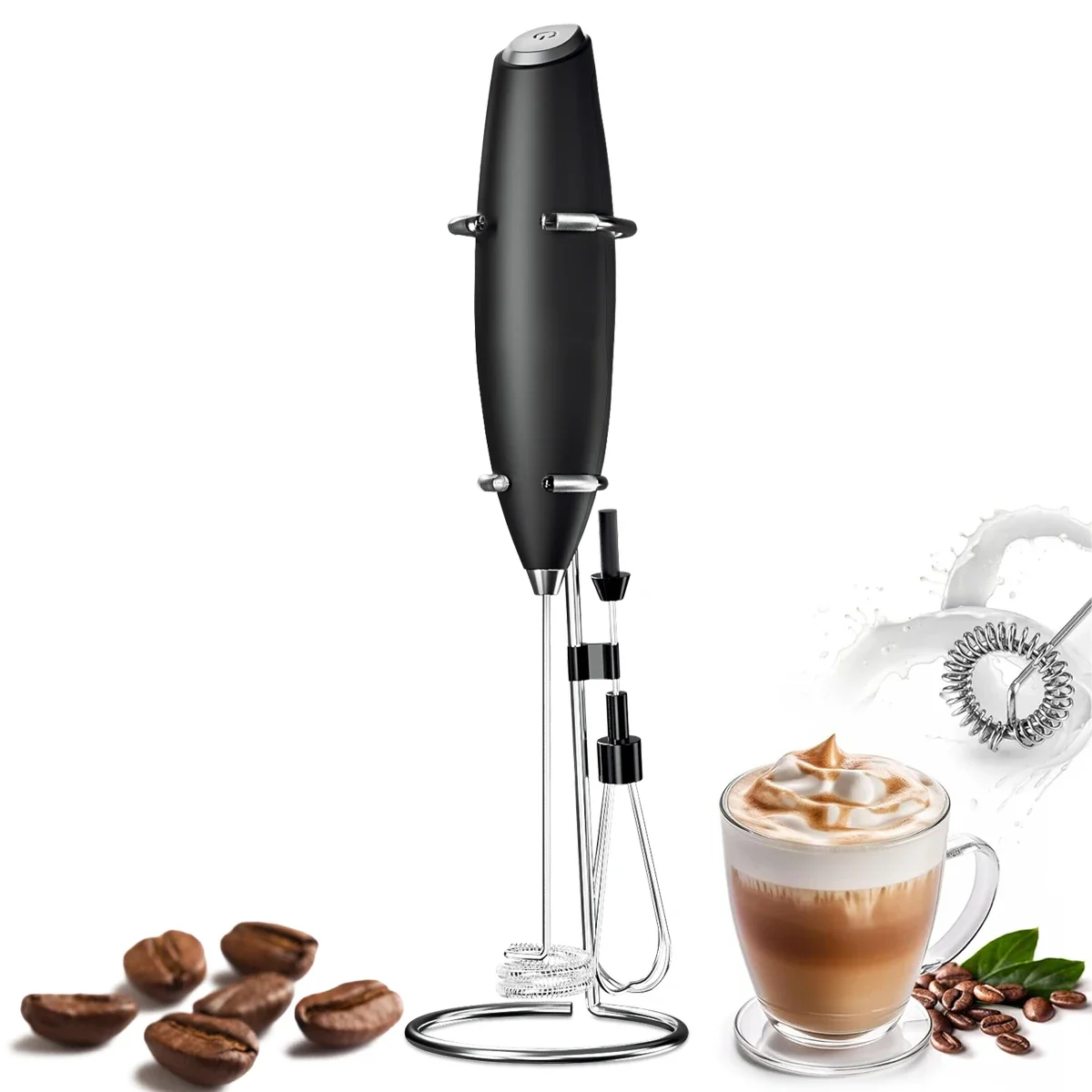 Hand Blender Electric Egg Beater Milk Frother Handheld Mini Electric Drink Mixer Foamer with Stand for Coffee Lattes Egg