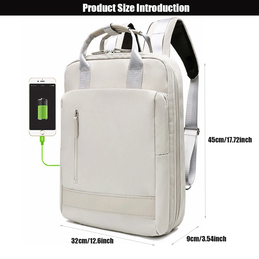 USB Charging Women Travel Backpack Carry on Backpack Waterproof 14 15.6 inch Laptop BusinessTravel Bag