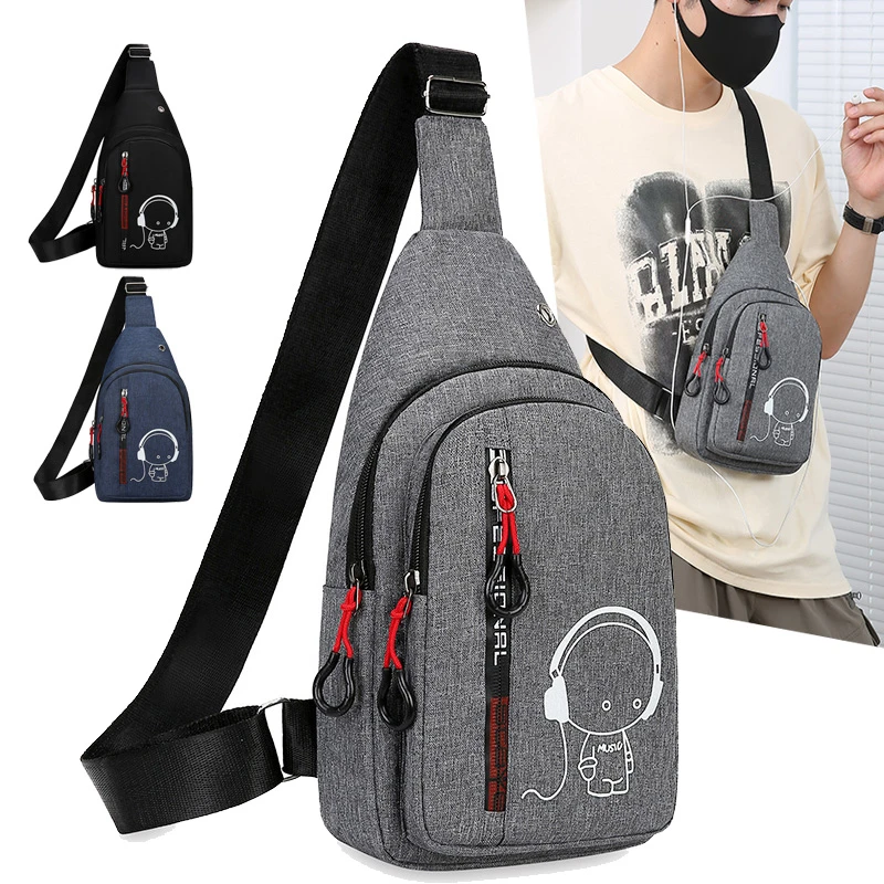 Men\'s Chest Bag Casual Fashion Shoulder Bag Male Hand Crossbody Korean Cycling Backpack