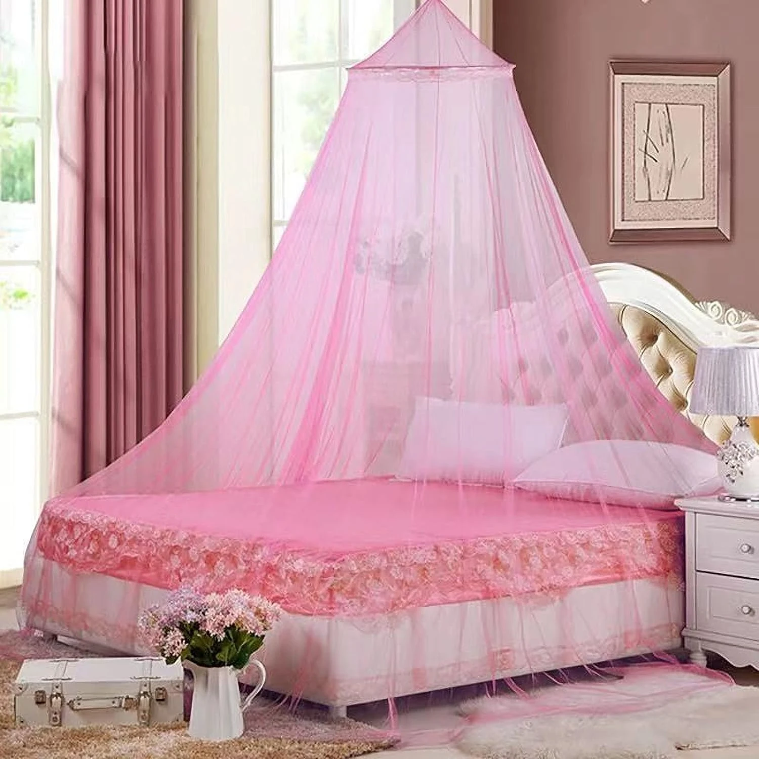

Elegant and luxurious premium hanging Eimilaly bed canopy mosquito net for exquisite girls room decor - Effortlessly keep bugs a