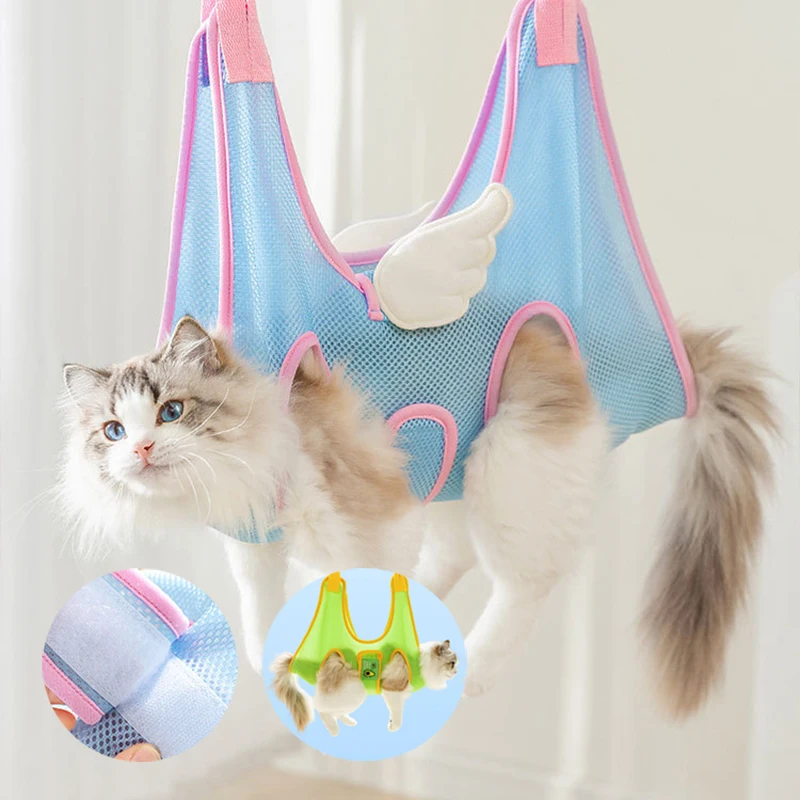 Beauty Hammock For Cat Dogs Grooming Bath Trimming Restraint Bag Nail Cutting Anti Scratch Bite Fixed Bag Accessories For Cats