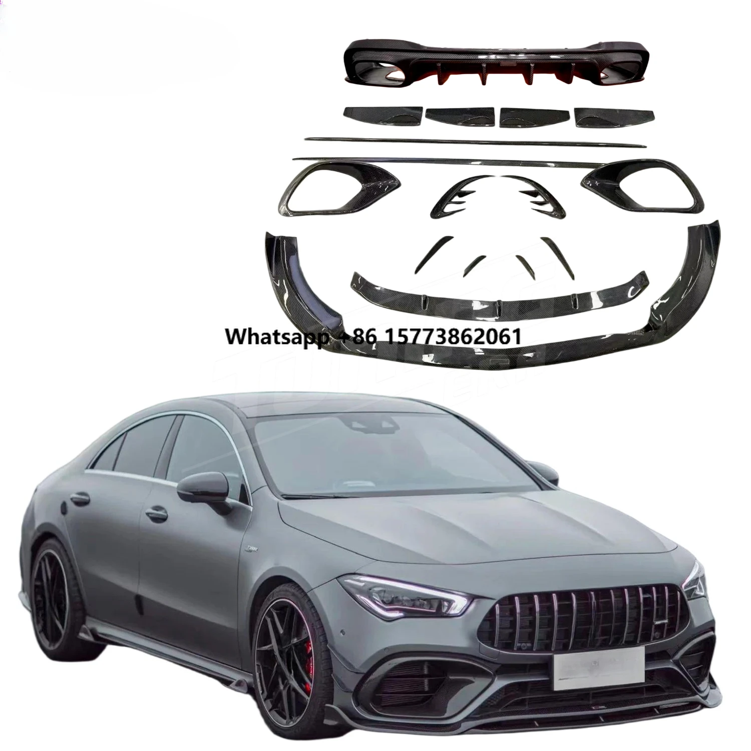 

Conversion Kit Dry Carbon Fiber for W118 C118 CLA45 2019+ Upgrade Front Lip Rear Diffuser Side Skirt Canards