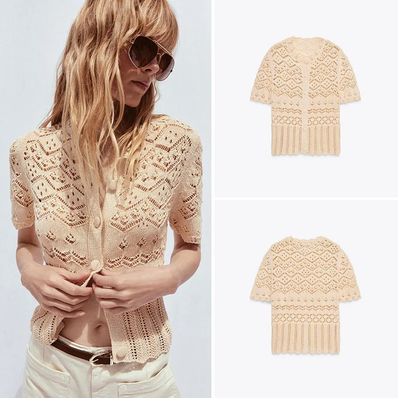 

Новое весеннее поступление, женская вязаная верхняя одежда с цветочной вышивкой Me Jaet, простая верхняя одежда Sli, уличная круглая одежда на пуговицах