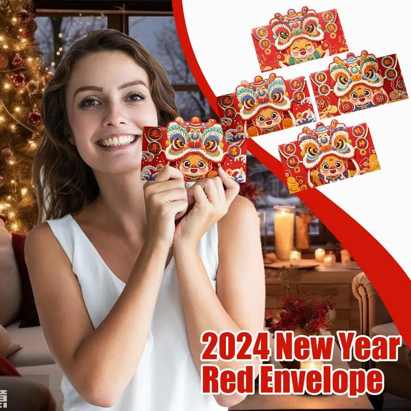 4PCS Chinese New Year Red Envelopes dragon Year red pocket 2024 Chinese Spring Festival Lucky hong bao kids birthdya Gift