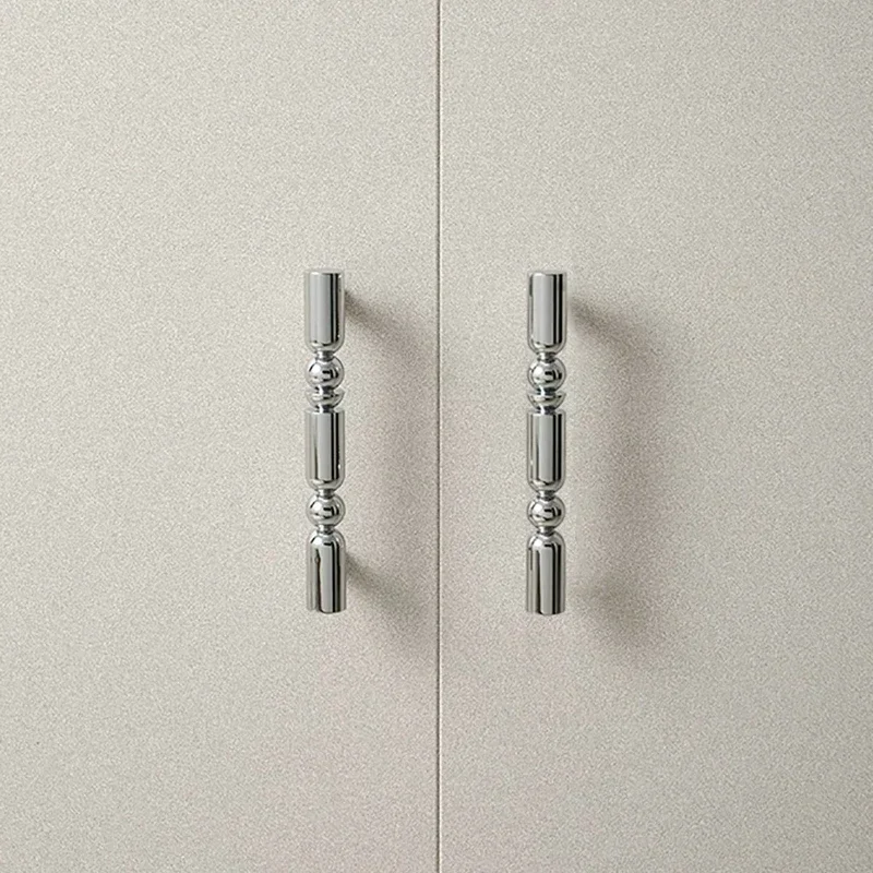 Galvanisierter Luxus-Schubladengriff aus Messing, langer Griff für Kleiderschrank, Schuhschrank, antiker französischer Silber-Schranktürgriff – Detail 3