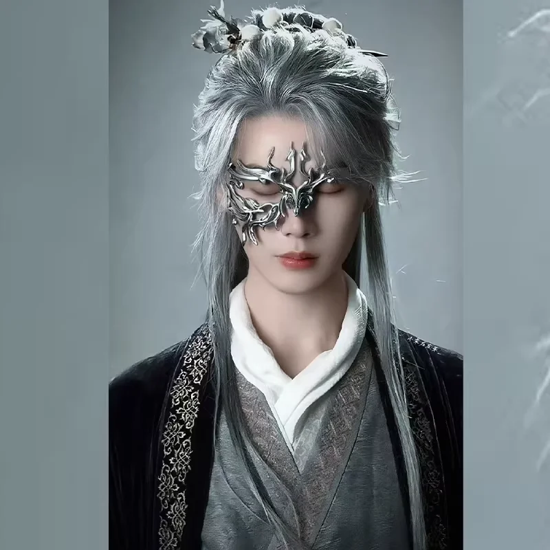 หน้ากากเรซิ่นครึ่งหน้าสไตล์เรโทรสำหรับผู้ใหญ่ สไตล์โบราณ นักรบ นักดาบ อุปกรณ์คอสเพลย์ ชายลึกลับ ฮาโลวีน งานรื่นเริง