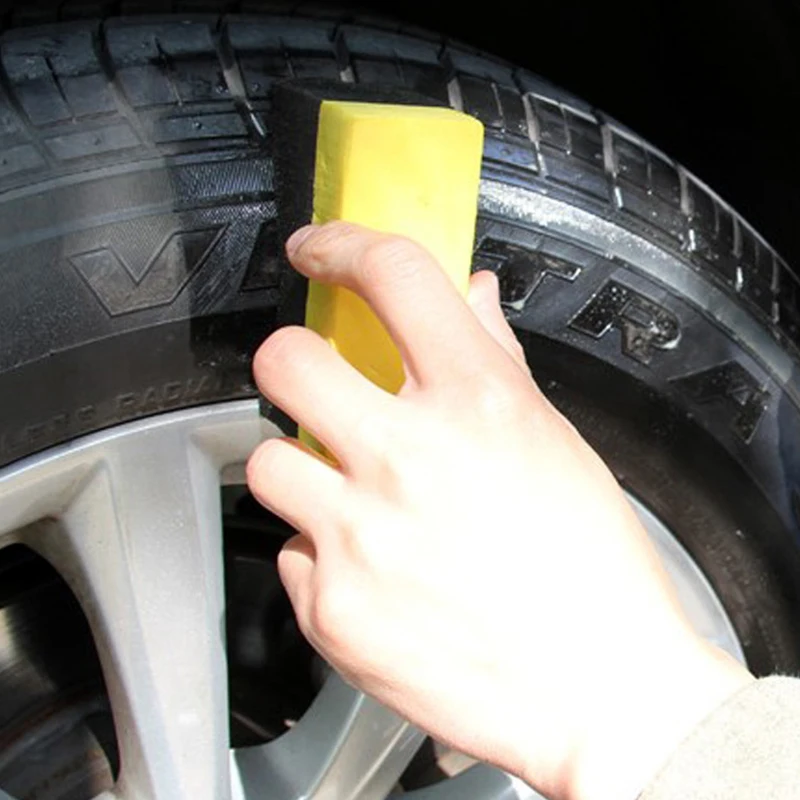 2Pcs Car Tire Cleaning Sponge Wheel Tyre Pad Wash Brush Sponge Tool Dressing Waxing Polishing Auto Accessories 10x6x4cm 10x7x4cm
