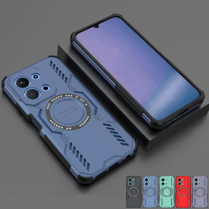 

Heat Dissipation Armor Magnetic Phone Case For XiaoMi RedMi 15C 14C 13C Note 14 Pro Plus 13 12 POCO X7 M7 X6 M6 K80 Turb 4 Cover