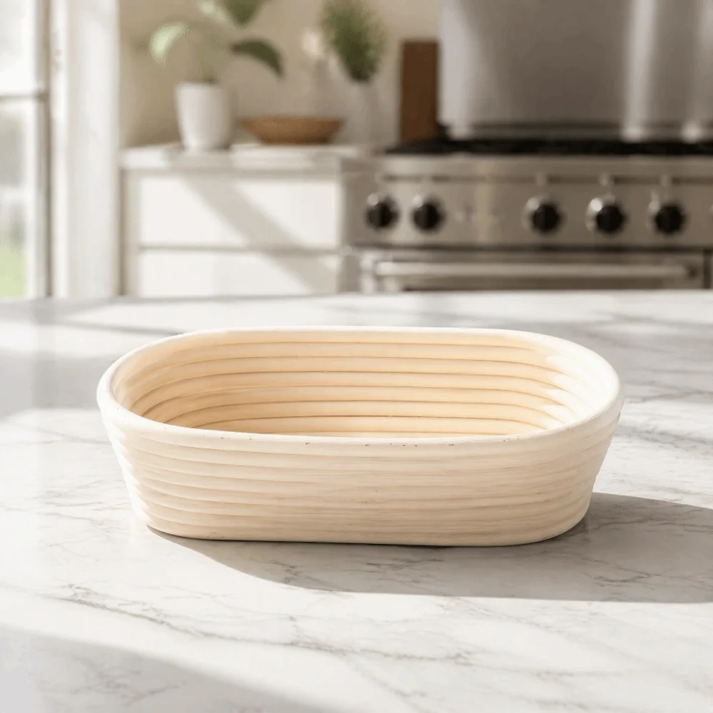 Durable Food Grade PP Bread Proofing Basket Rattan Woven Oval Shape Dough Rising Bowl European Style Banneton Basket Artisan