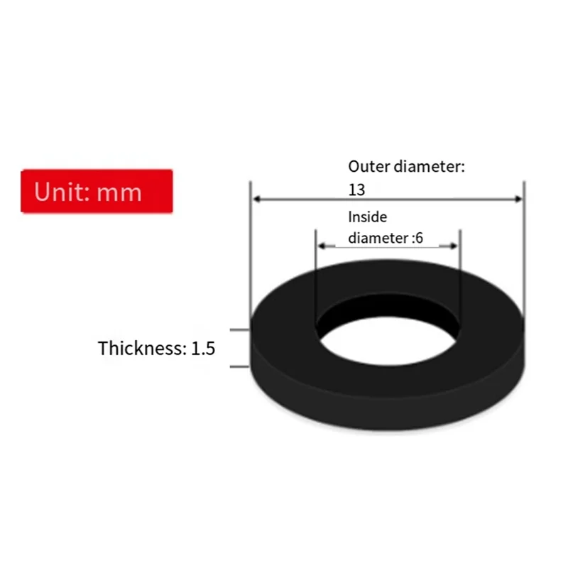 

AB41-M6 Black Plastic Rubber Flat Washer Plane Spacer Insulation Gasket Ring For Screw Bolt
